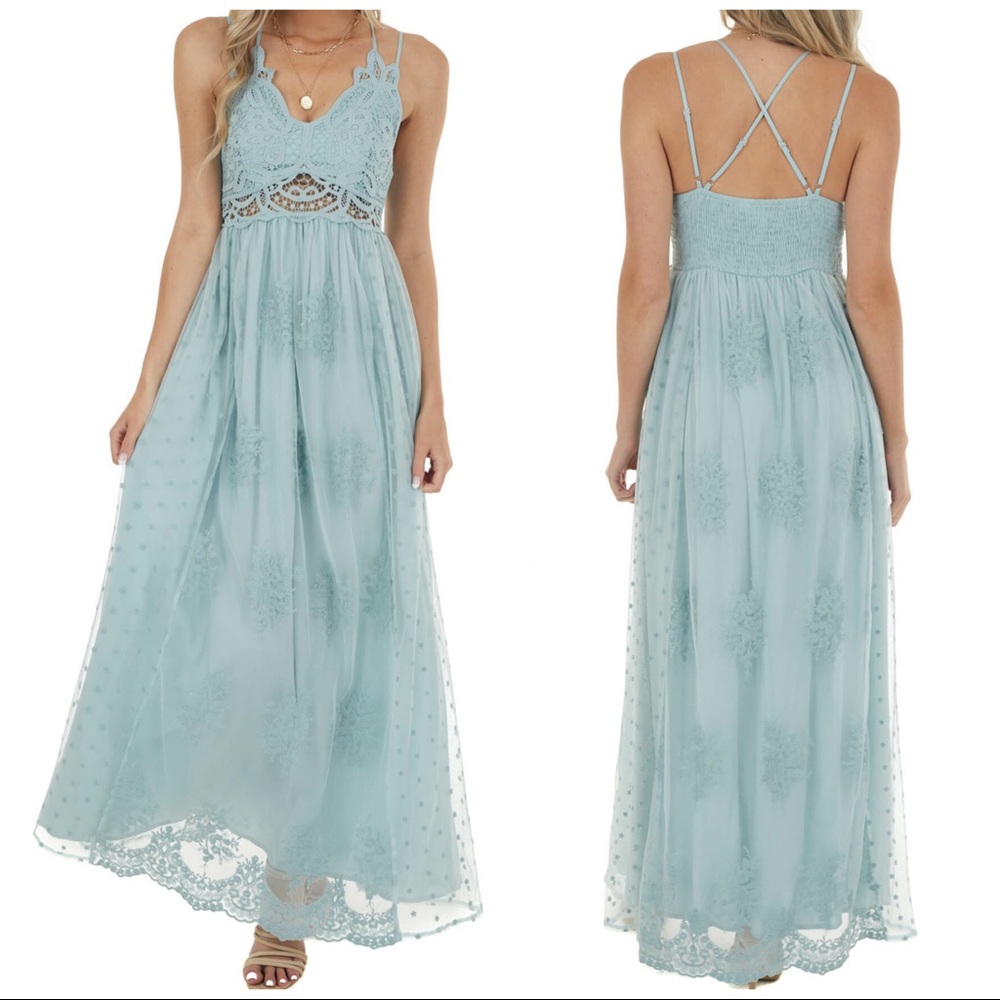NWT L - Main Strip - Crochet Lace Maxi Dress